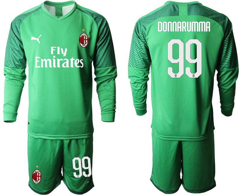 Men 2019-2020 club AC milan green goalkeeper long sleeve #99 Soccer Jerseys